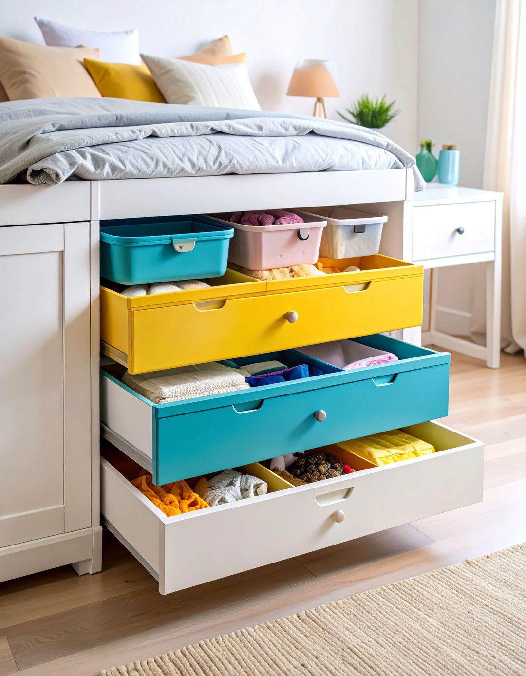 Under Bed Rolling Storage Drawer System - 25 Small Apartment Storage Ideas
