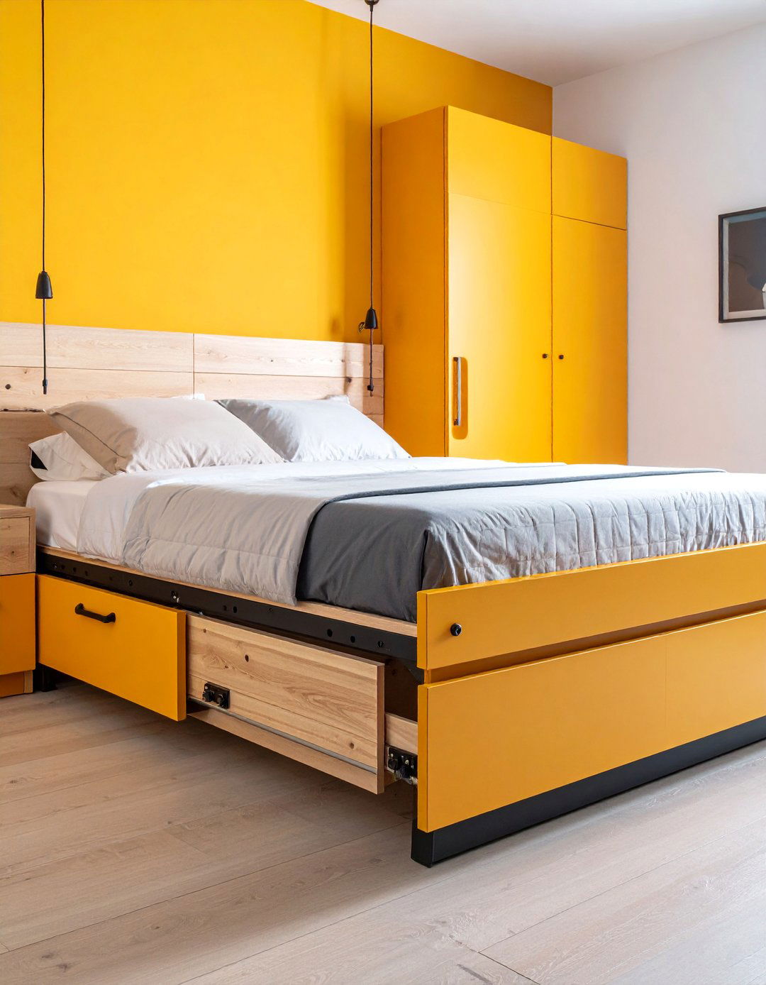 Under Bed Storage with Hydraulic Lift Mechanism - 25 Minimalist Bedroom Ideas