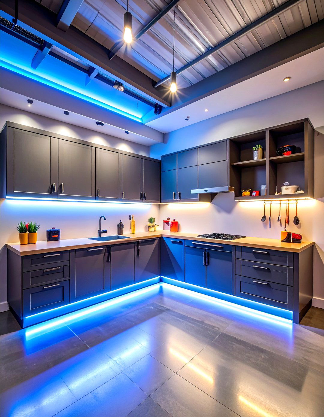Under Cabinet LED Strip Illumination - 25 Garage Lighting Ideas