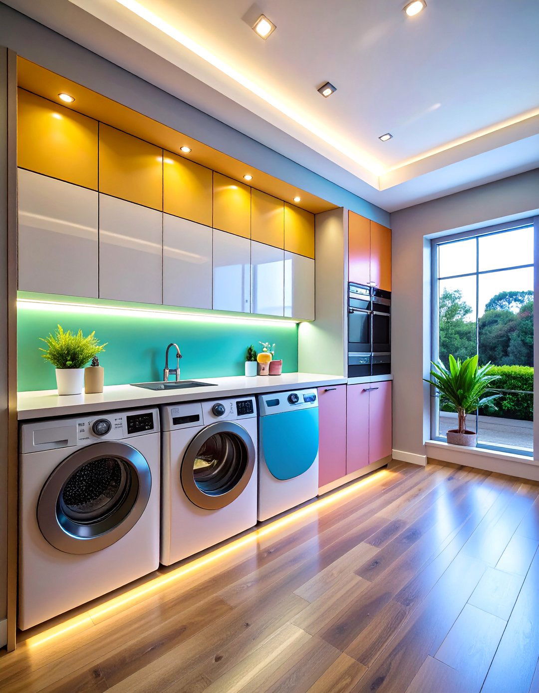 Under Cabinet LED Strip Lighting for Enhanced Task Illumination - 25 Laundry Room Lighting Ideas