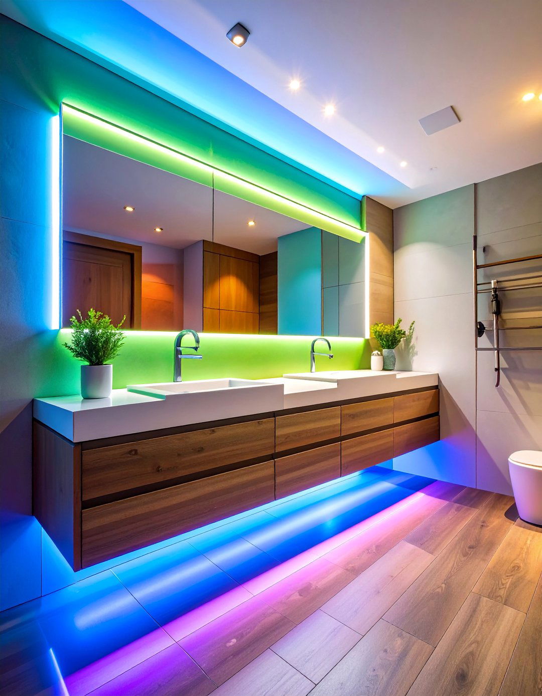 Under Cabinet LED Strip Task Lighting - 25 Small Bathroom Lighting Ideas