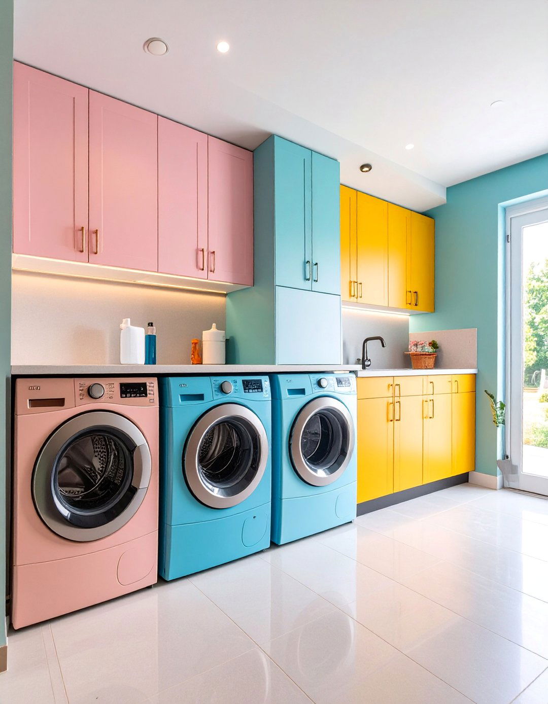 Under Counter Laundry Closet with Hidden Appliances - 25 Laundry Closet Ideas