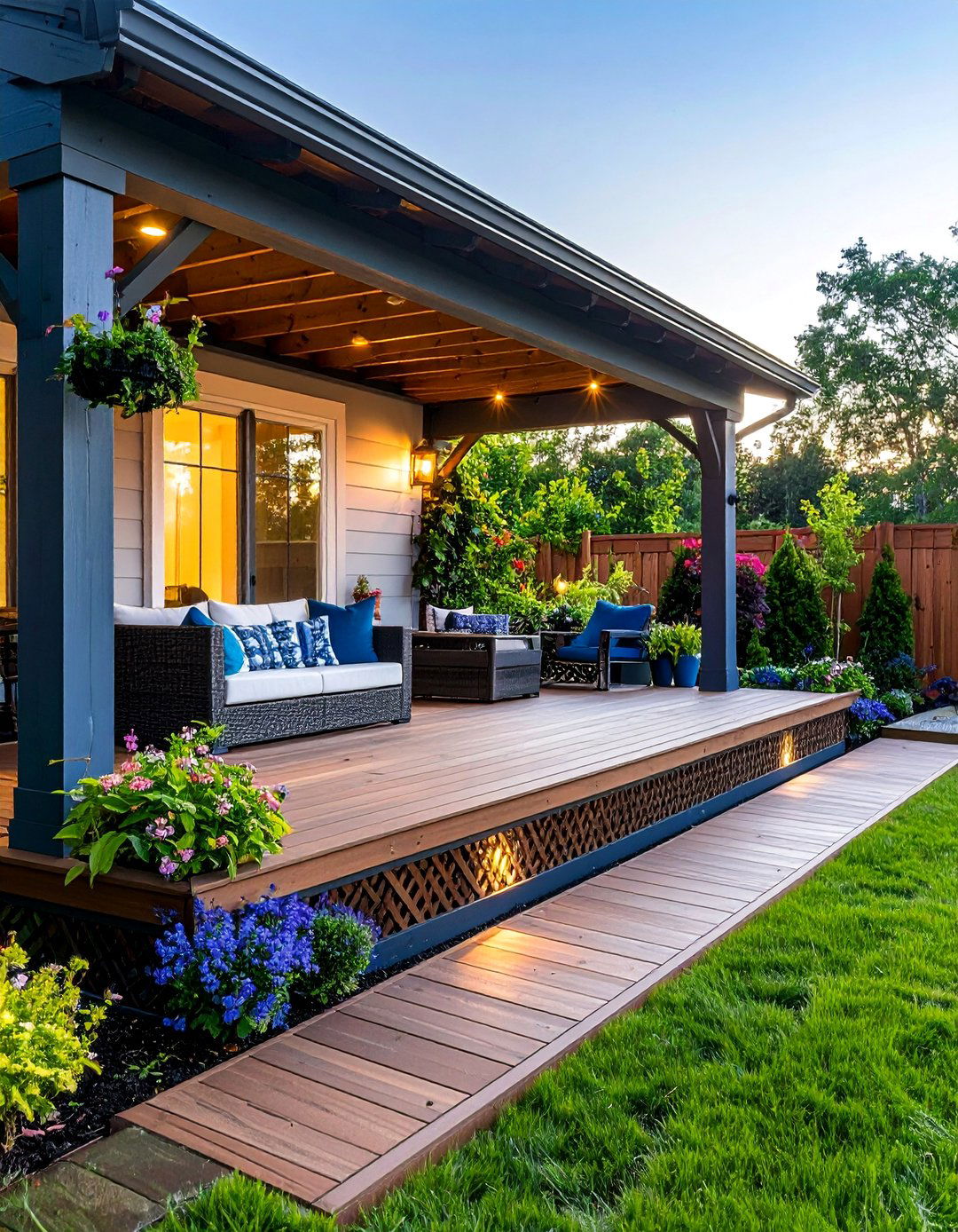 Under Deck Deck Skirting with Lattice Design and Landscaping - 25 Under Deck Ideas