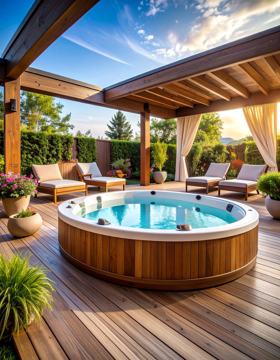 Under Deck Hot Tub Retreat with Privacy Landscaping - 25 Under Deck Ideas