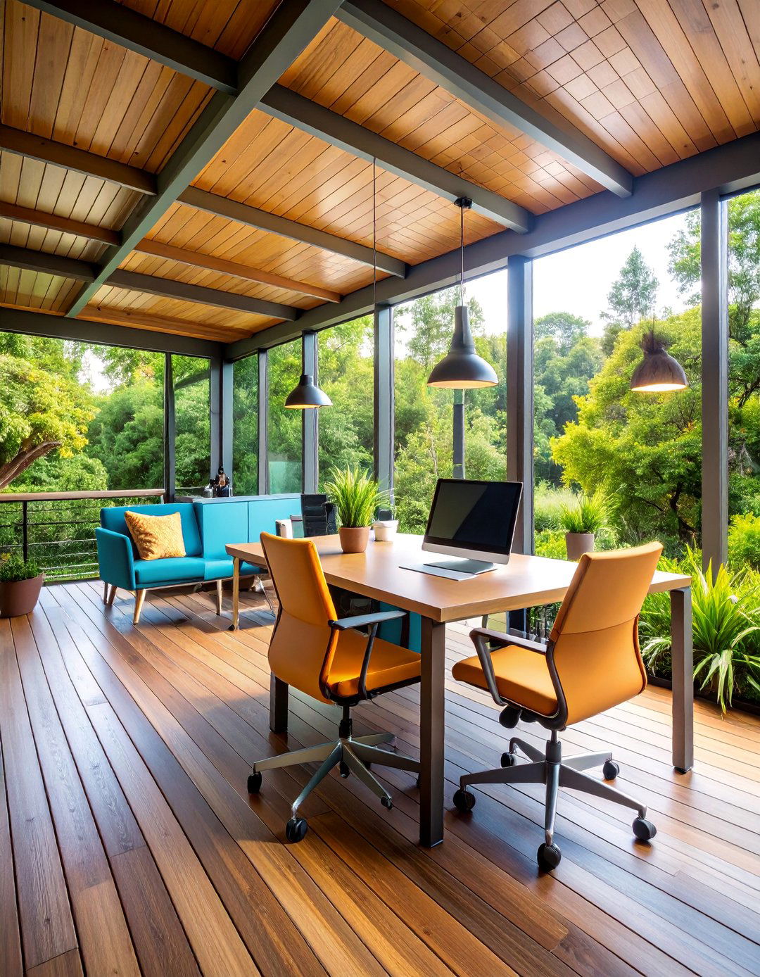 Under Deck Outdoor Office with Weather Protection - 25 Under Deck Ideas