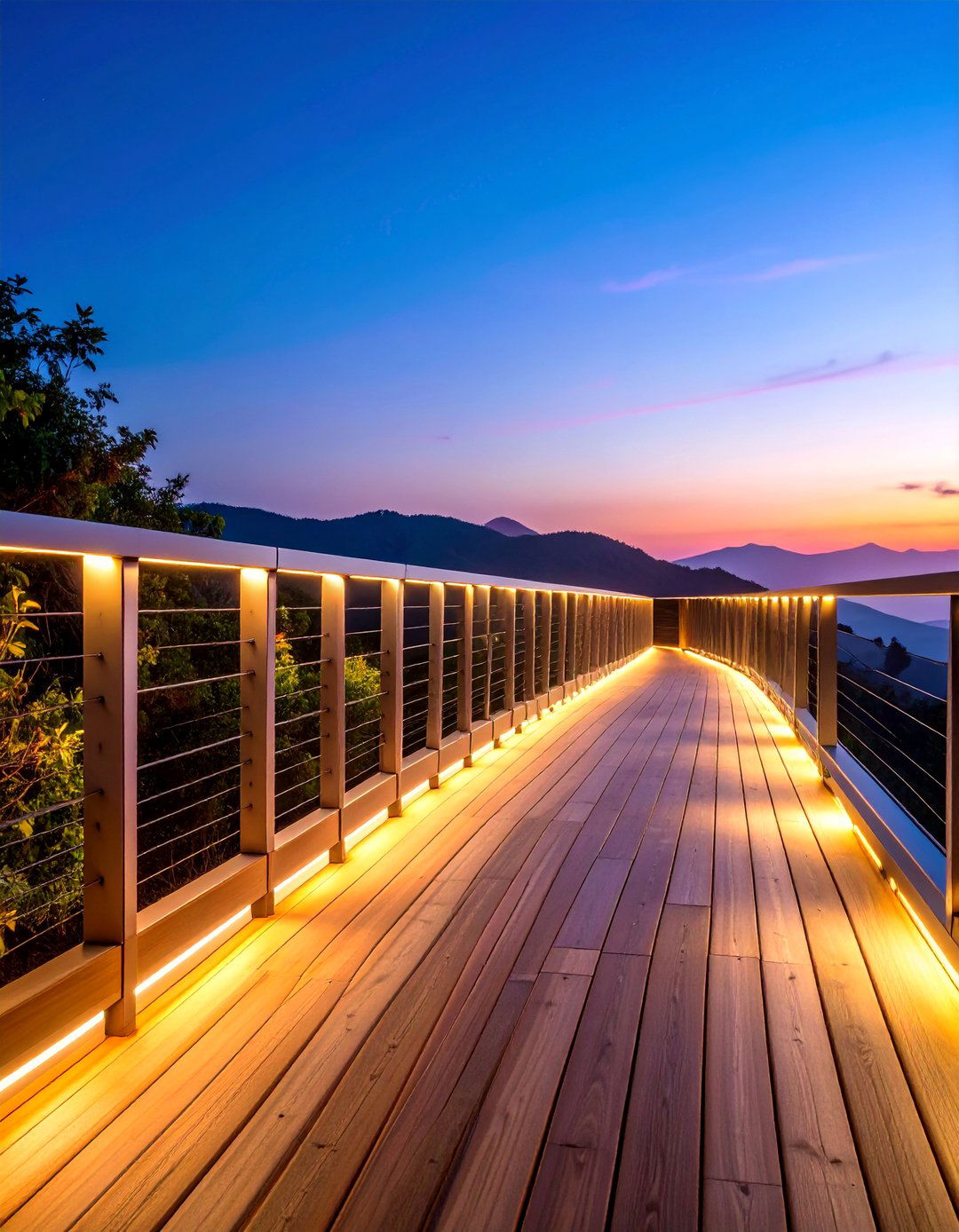 Under Rail LED Strip Illumination - 25 Deck Lighting Ideas