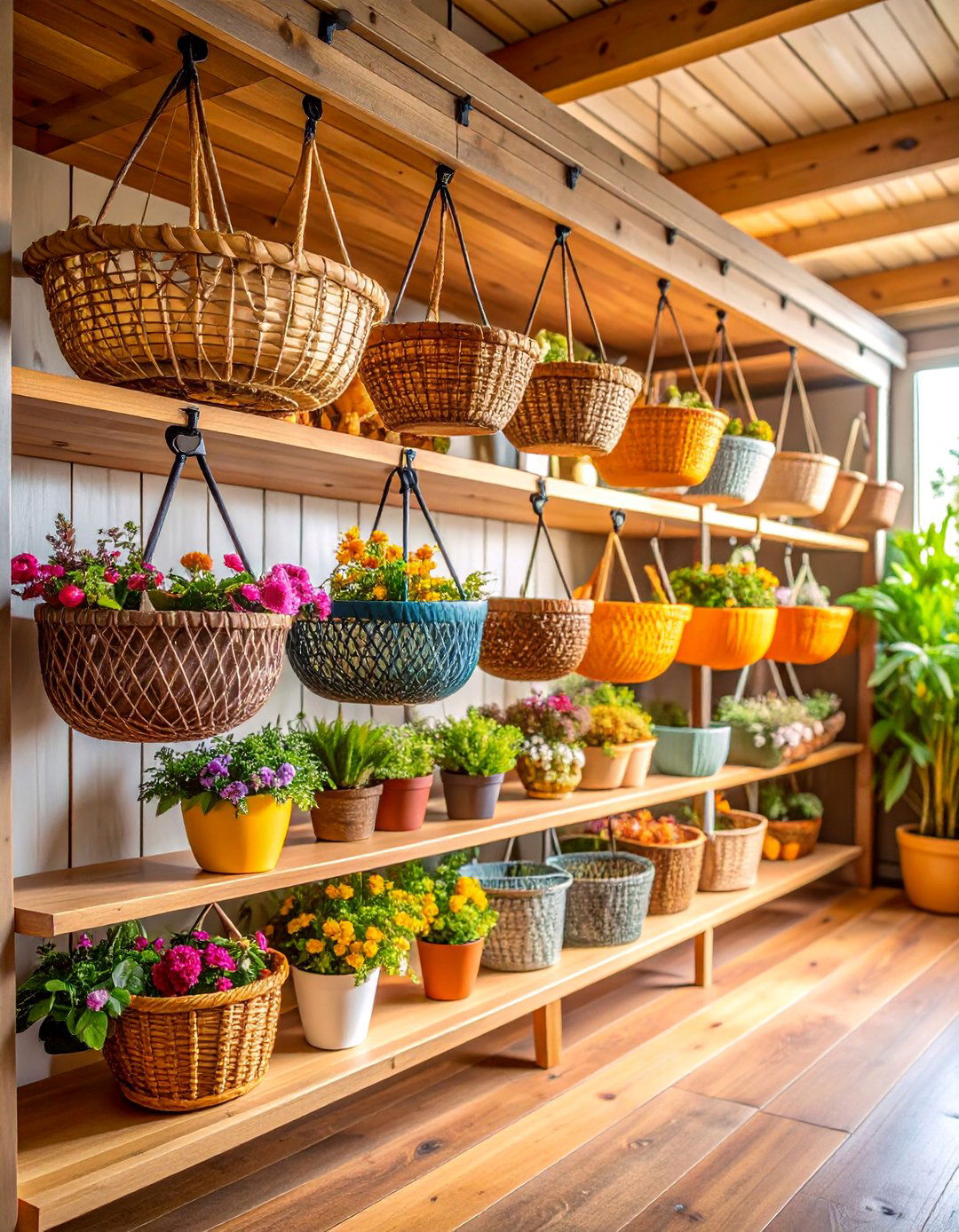 Under Shelf Hanging Storage Baskets - 25 Shed Shelving Ideas