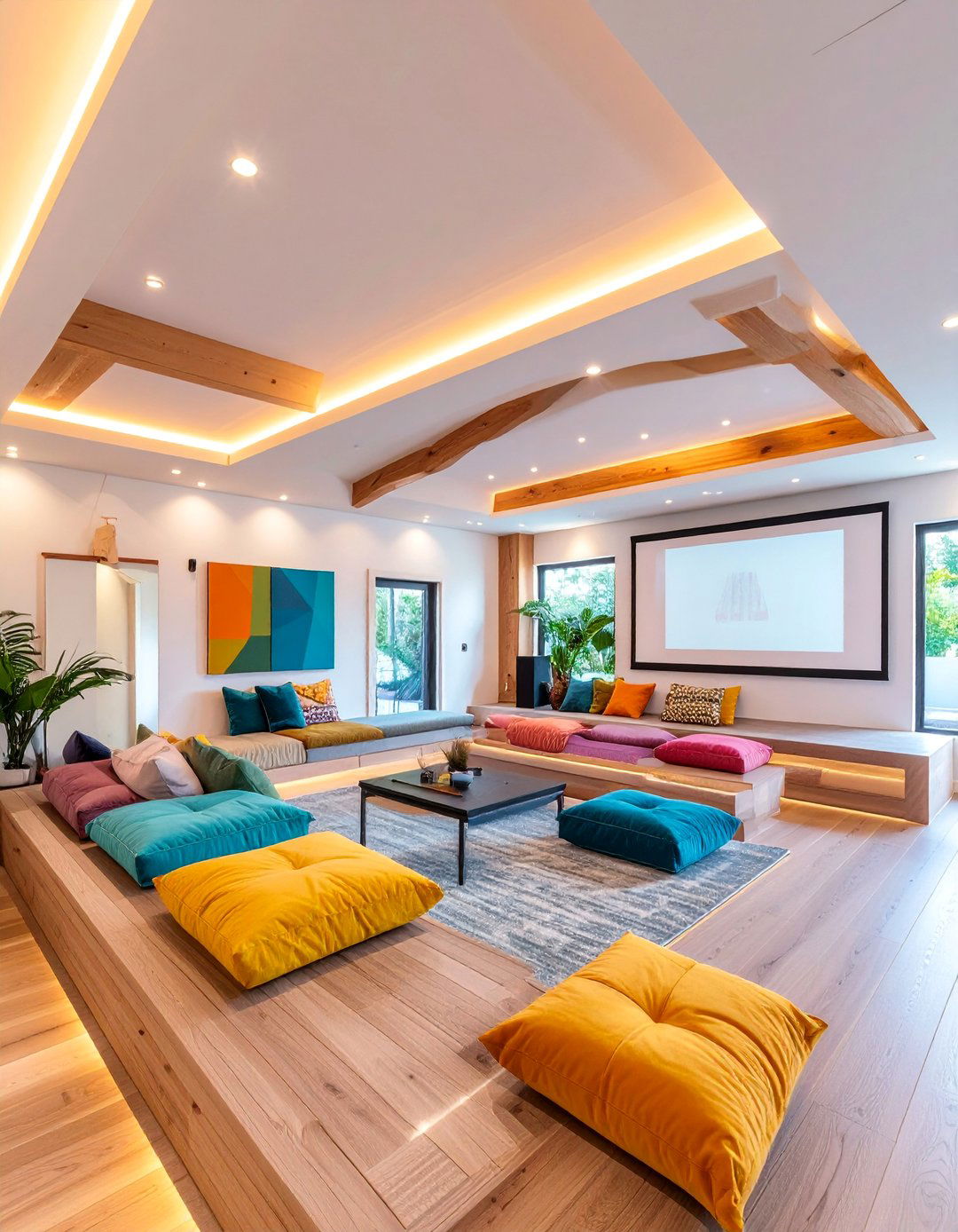 Under Stair Cinema Den with Custom Seating - 25 Small Media Room Ideas