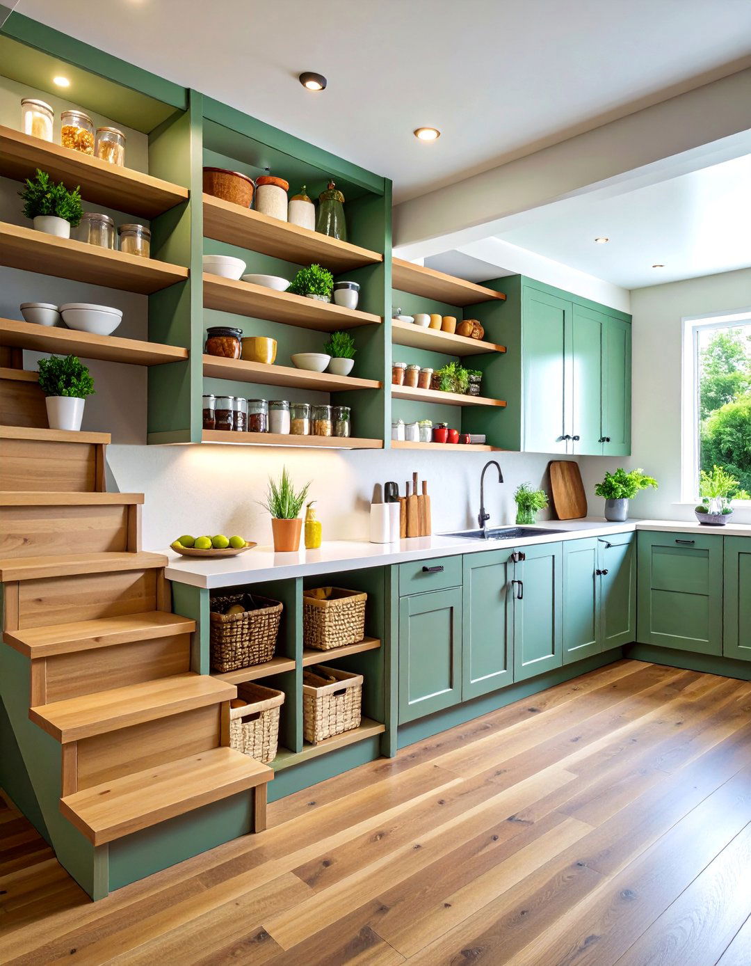 Under Stair Kitchen Pantry with Custom Shelving - 25 Small Kitchen Storage Ideas