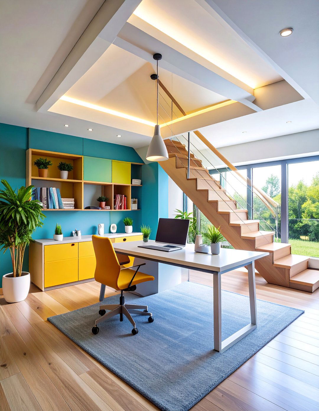 Under Stairs Office with Custom Built Ins - 25 Small Office Ideas