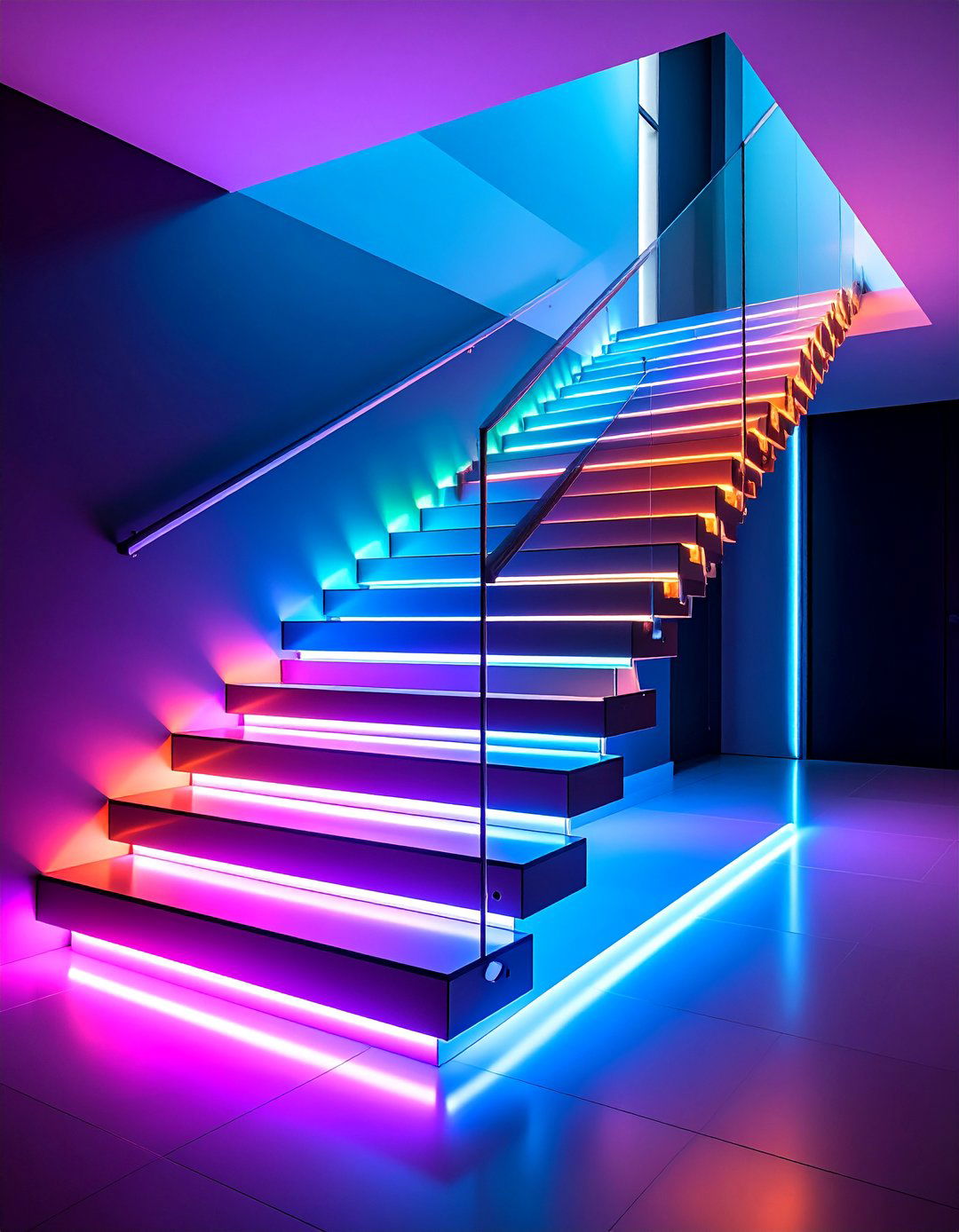 Under Step Staircase Lighting with Floating Effect - 25 Staircase Lighting Ideas