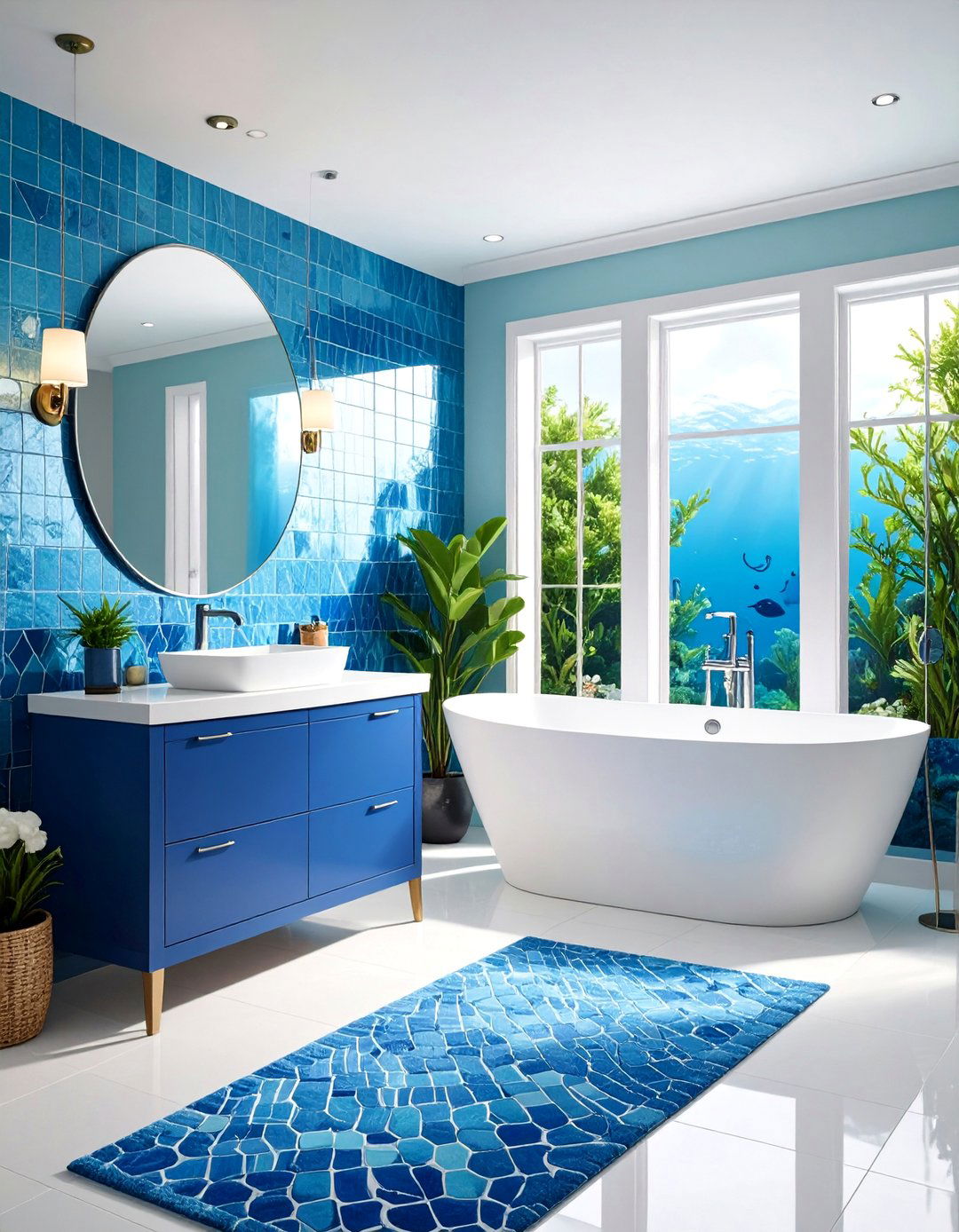 Under the Sea Bathroom with Aquatic Life and Ocean Colors - 25 Boy Bathroom Ideas
