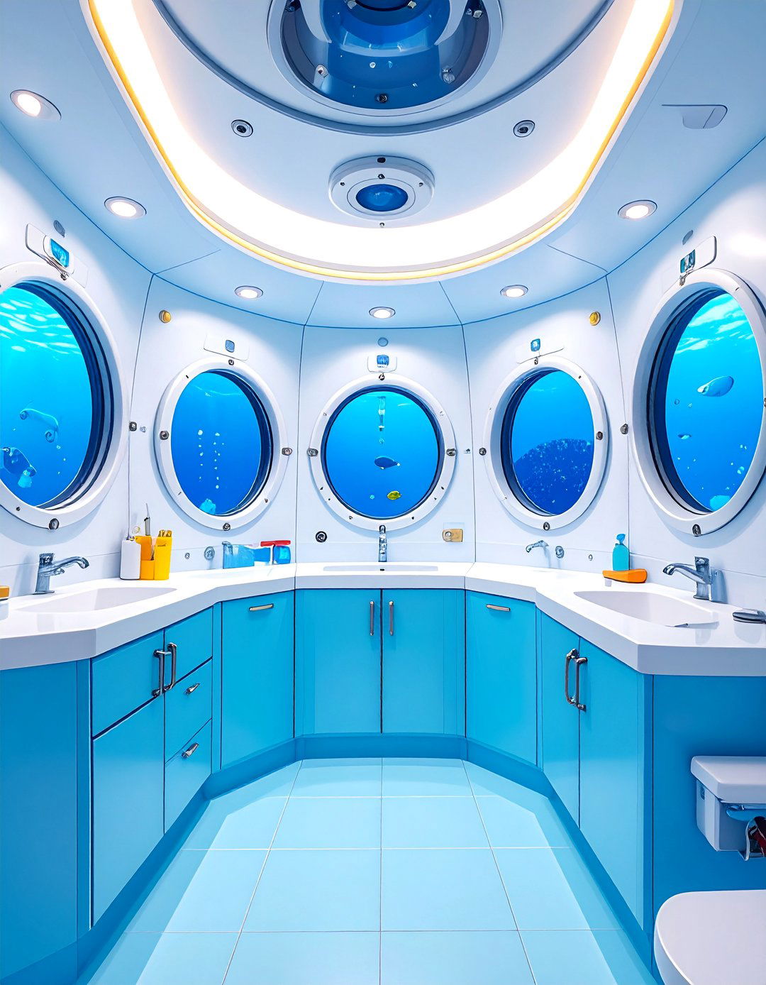 Under the Sea Kids Bathroom with Submarine Periscope Features - 25 Kids Bathroom Ideas