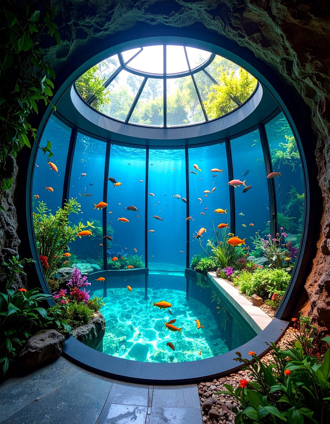 Underground Window Fish Pond with Viewing Chamber - 25 Fish Pond Ideas