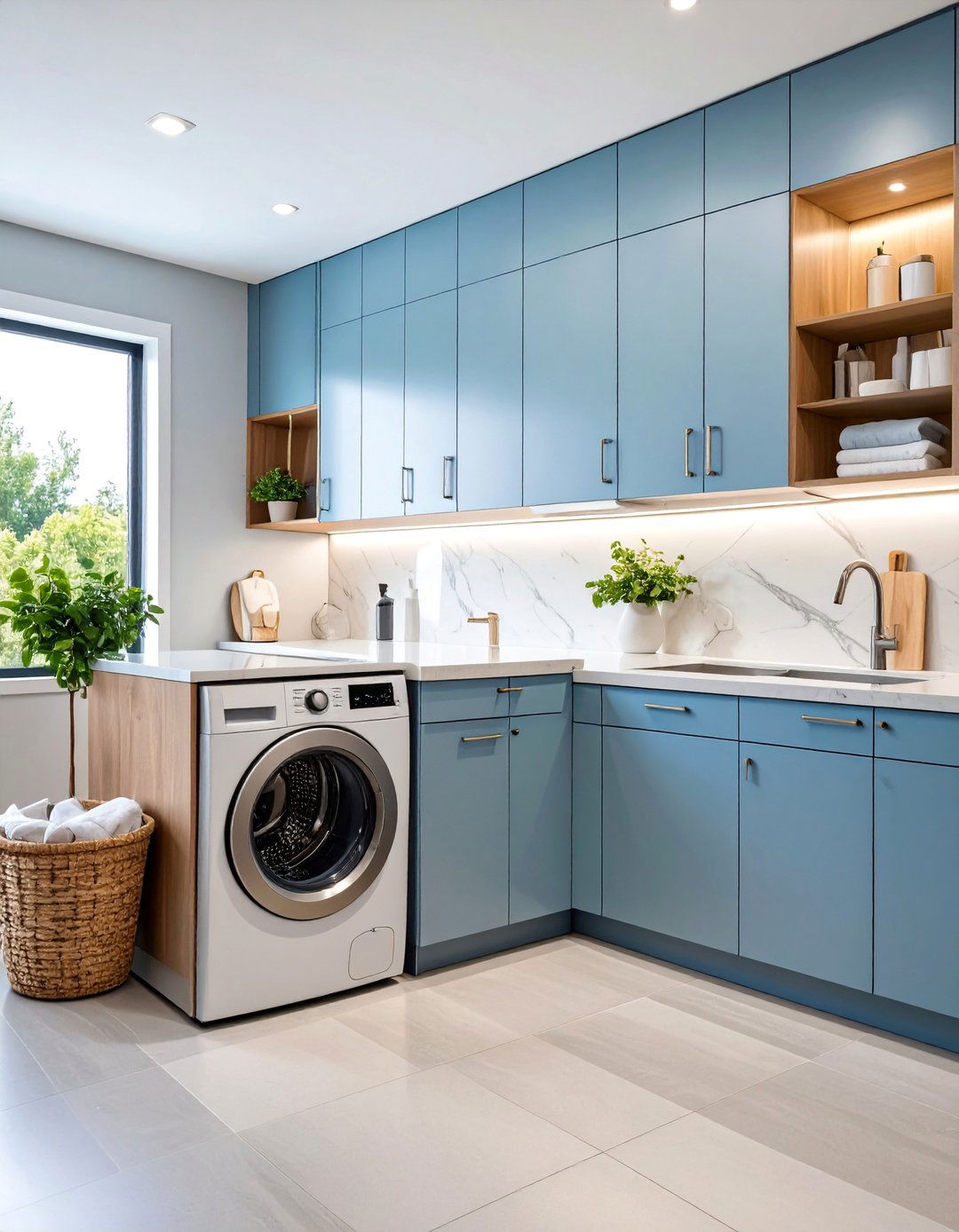 Undermount Sink with Waterfall Countertop Edge - 25 Laundry Room Sink Ideas