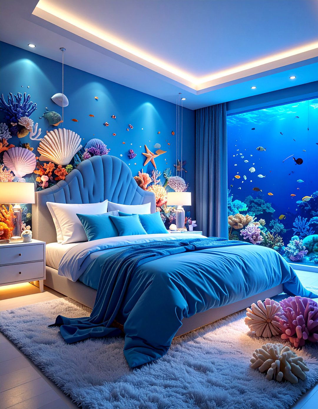 Underwater Ocean Kingdom with Coral Decorations - 25 Fantasy Bedroom Ideas