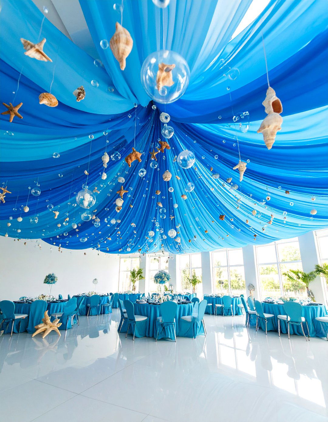 Underwater Ocean with Blue Gradients and Sea Elements - 25 Party Decoration Ideas