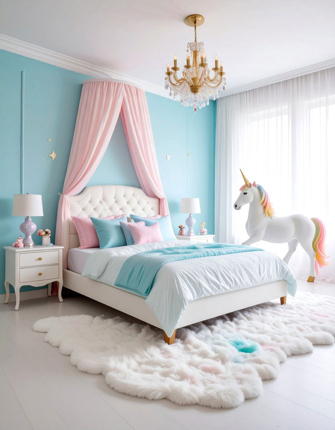 Unicorn Dreams Bedroom with Rainbow Prism Effects - 25 Fantasy Bedroom Ideas