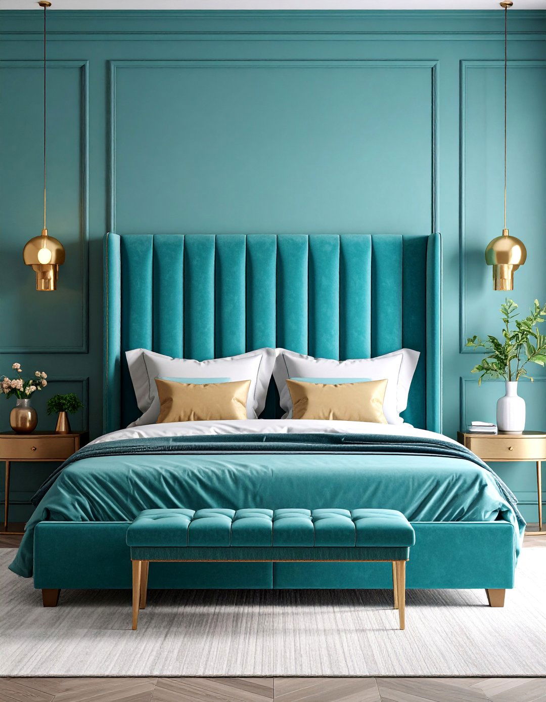 Upholstered Headboard Bedroom with Luxurious Textures - 25 Modern Bedroom Ideas