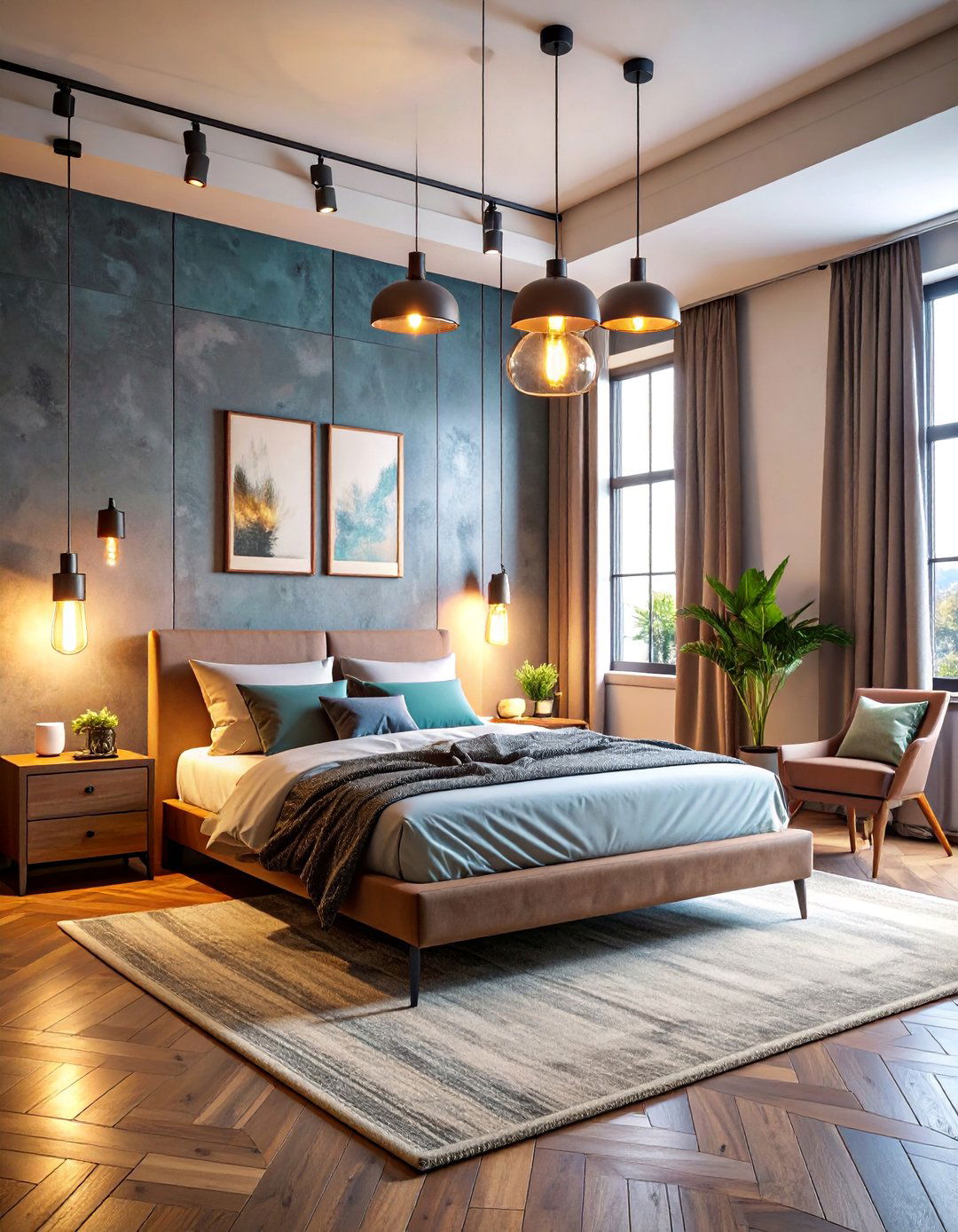 Urban Bedroom with Industrial Lighting - 25 Metro Style Interior Design Ideas