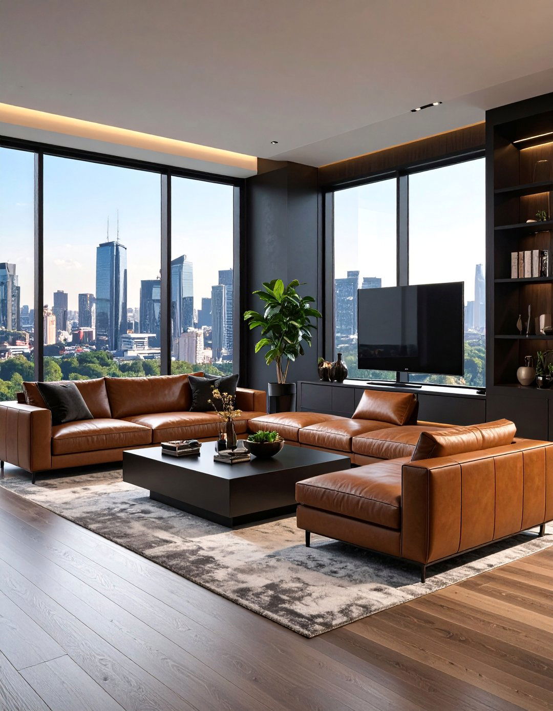 Urban Contemporary Black and Brown Living Room - 25 Black and Brown Living Room Ideas