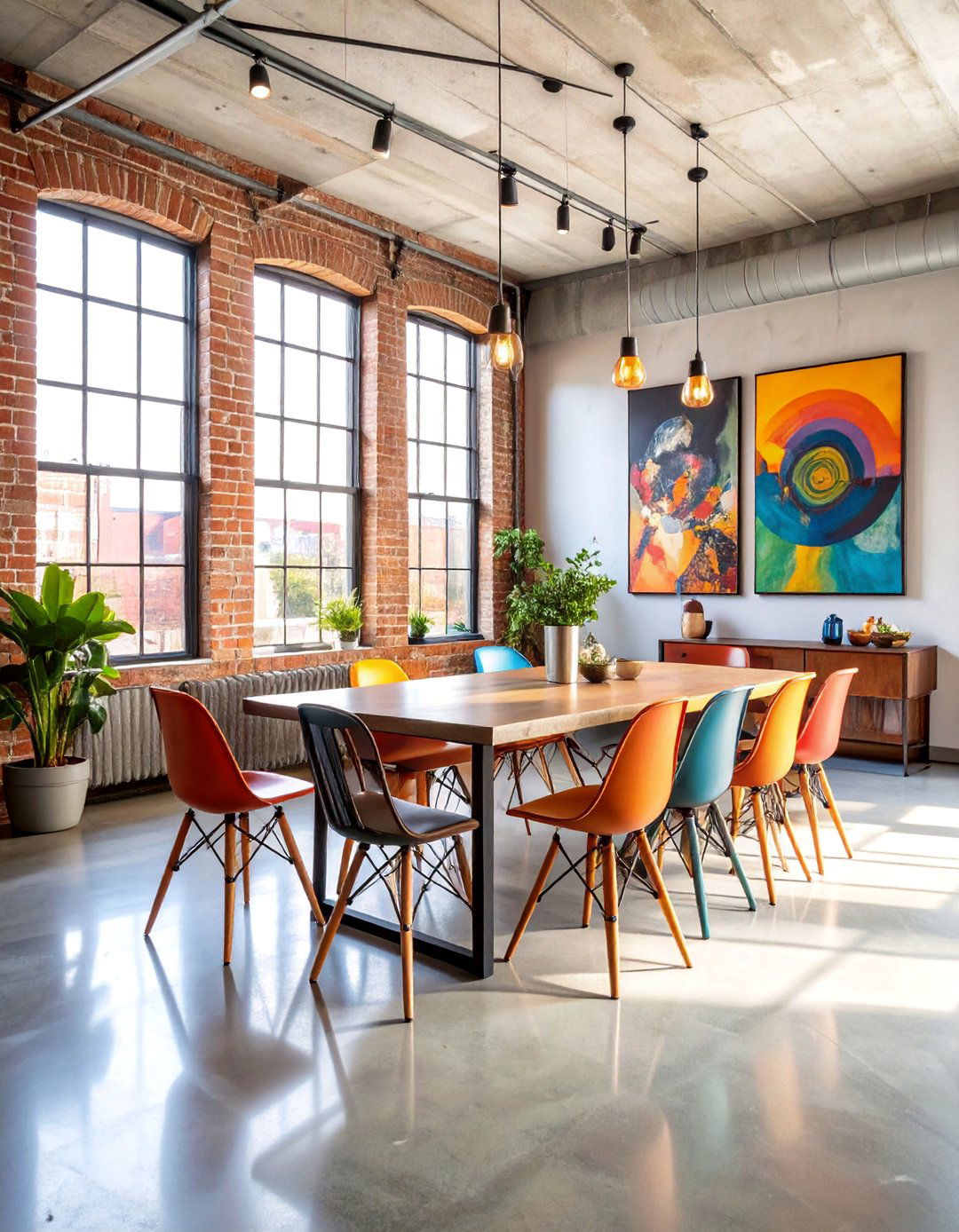 Urban Eclectic Dining Room with City Vibes - 25 Eclectic Dining Room Ideas