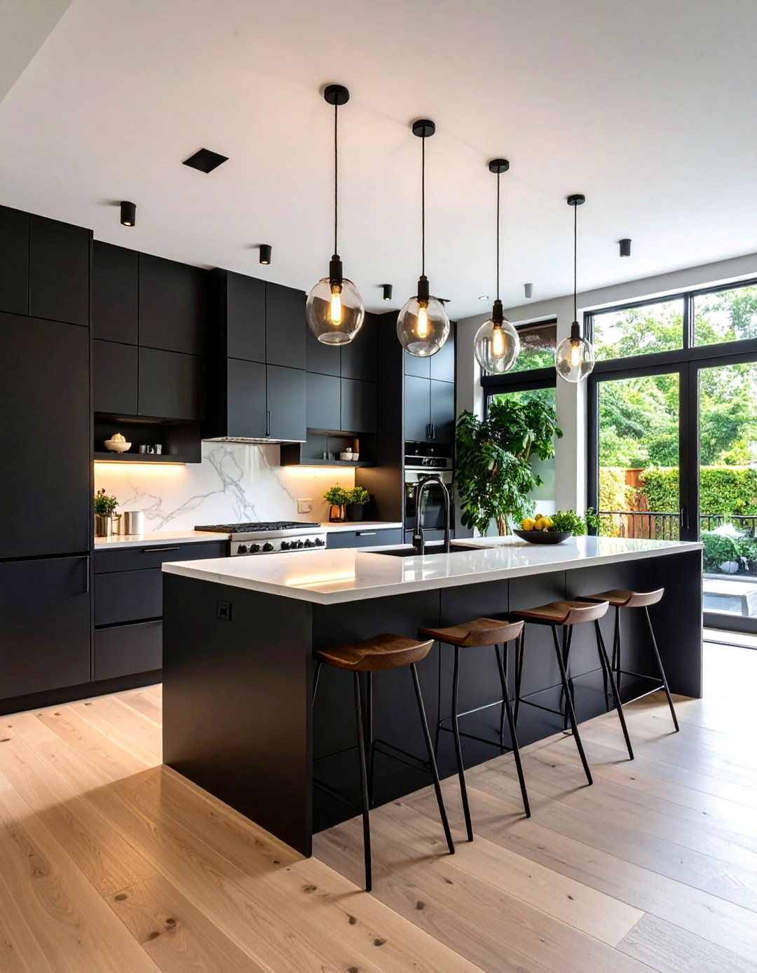 Urban Galley Black Kitchen Cabinets With White Countertops - 25 Black Kitchen Cabinets With White Countertops
