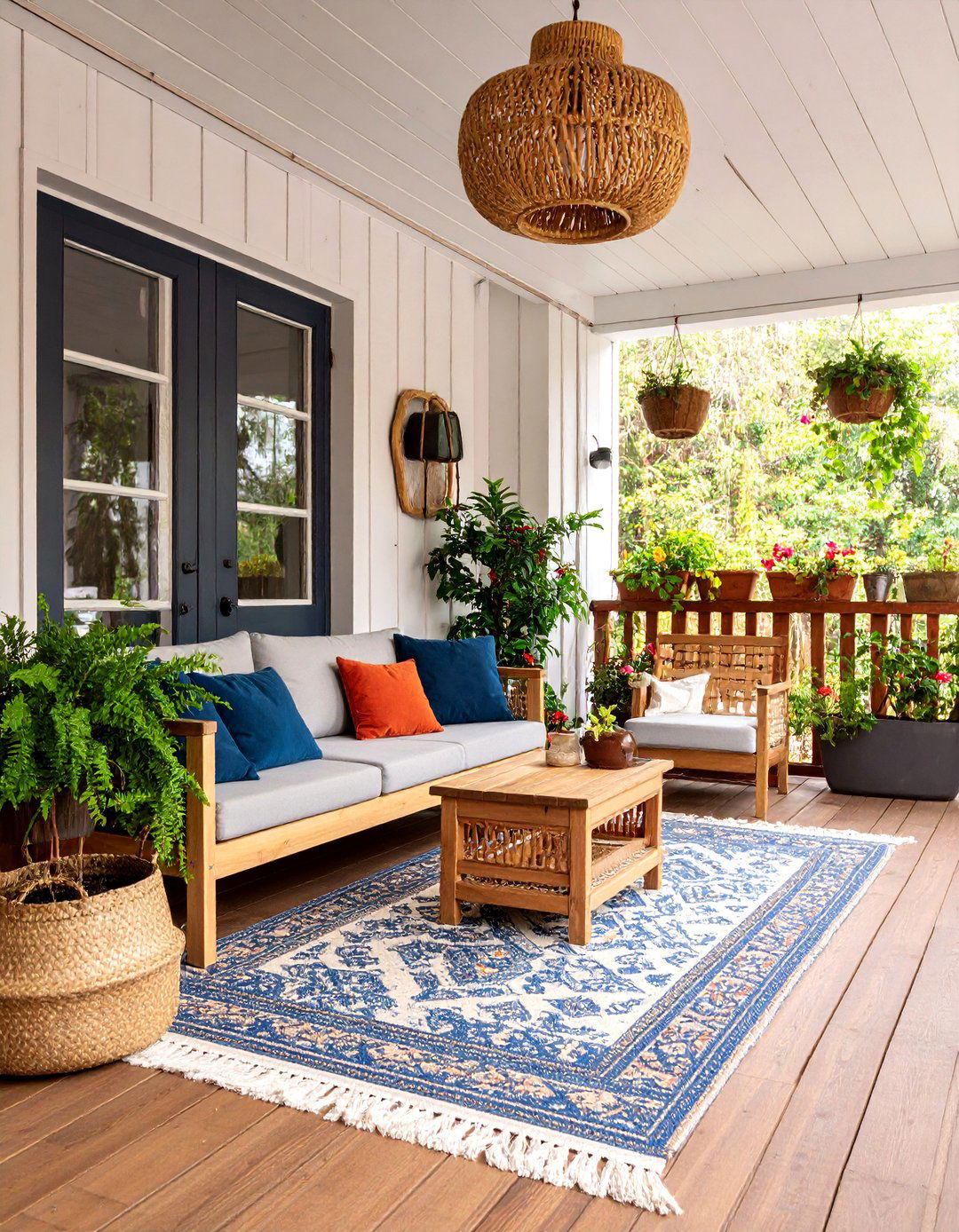 Urban Jungle Porch with Lush Greenery - 25 Small Porch Ideas