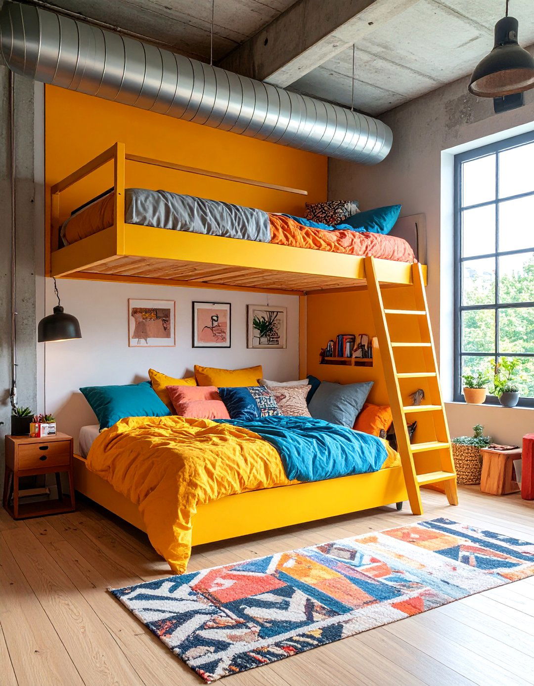 Urban Loft Artist Studio Bunk Room with Industrial Storage - 25 bunk room ideas