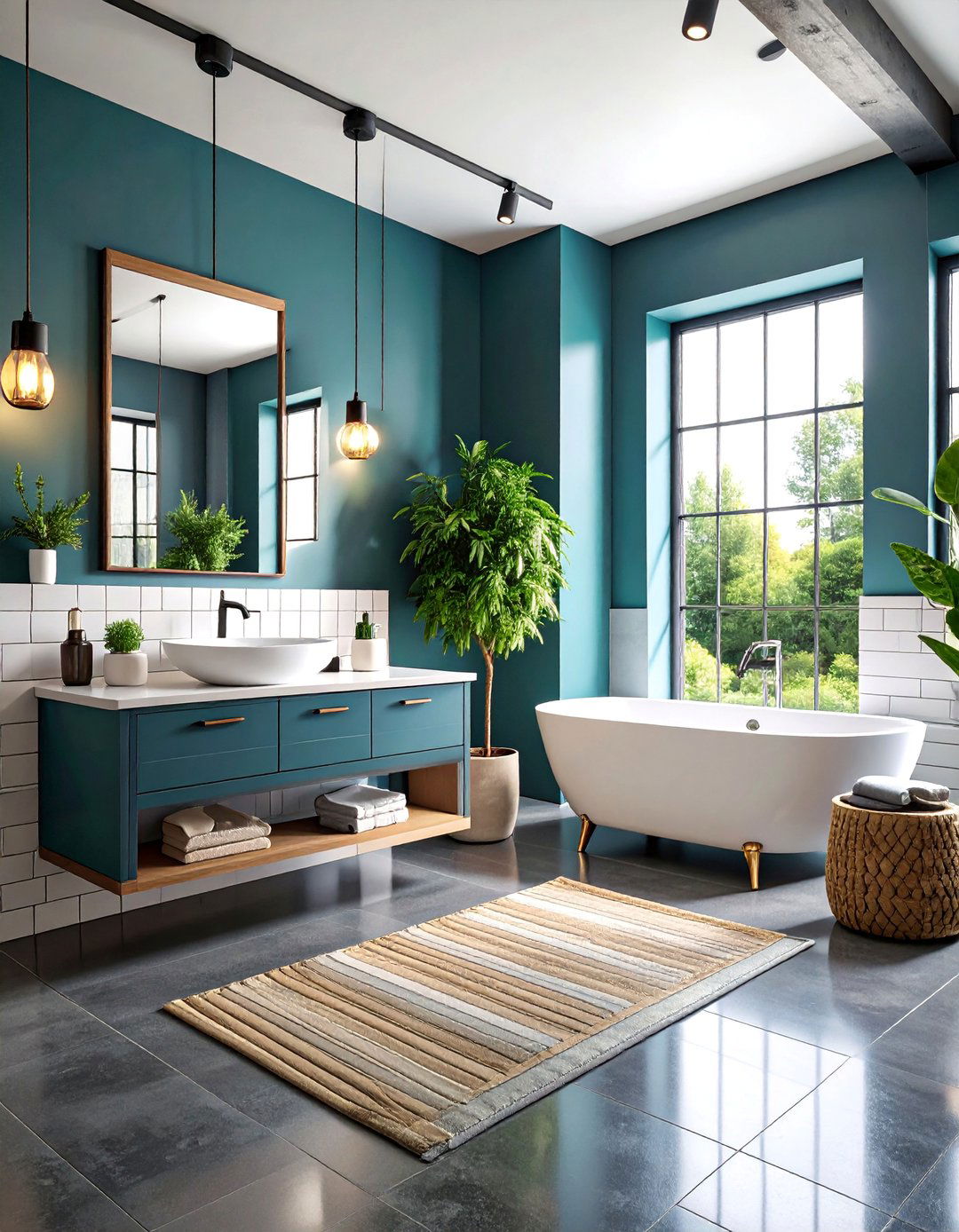 Urban Loft Bathroom with Engineered Ebony - 25 Ideas for Wood Floors in Bathrooms