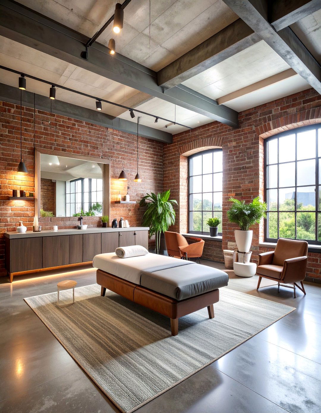 Urban Loft Esthetician Room with Exposed Elements - 25 Esthetician Room Ideas