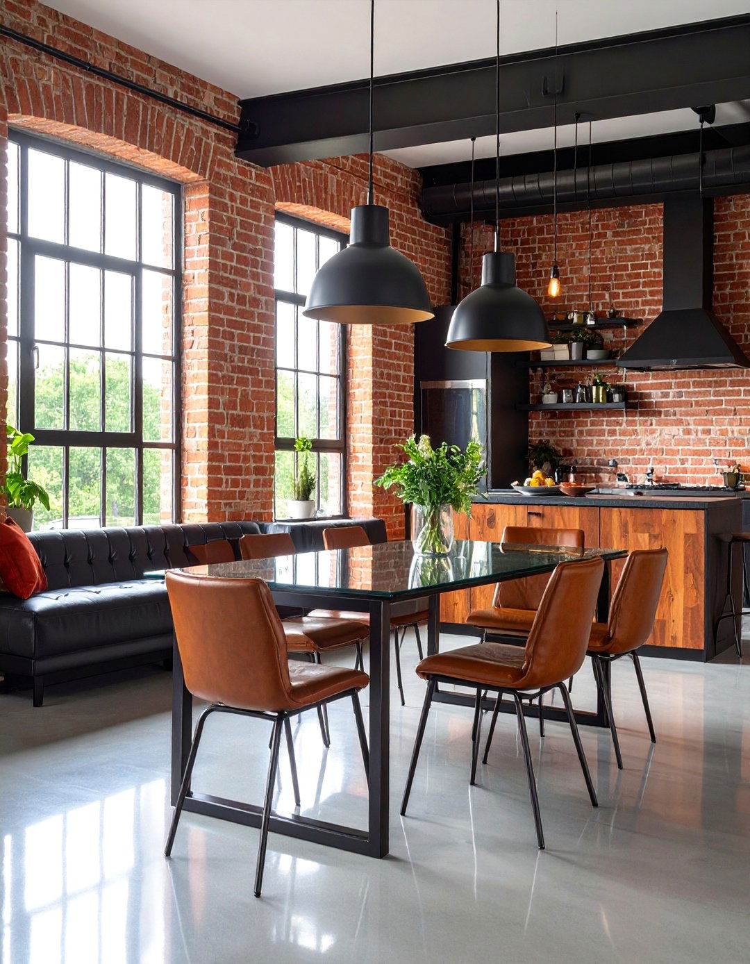 Urban Loft Exposed Brick Design - 25 Breakfast Nook Ideas