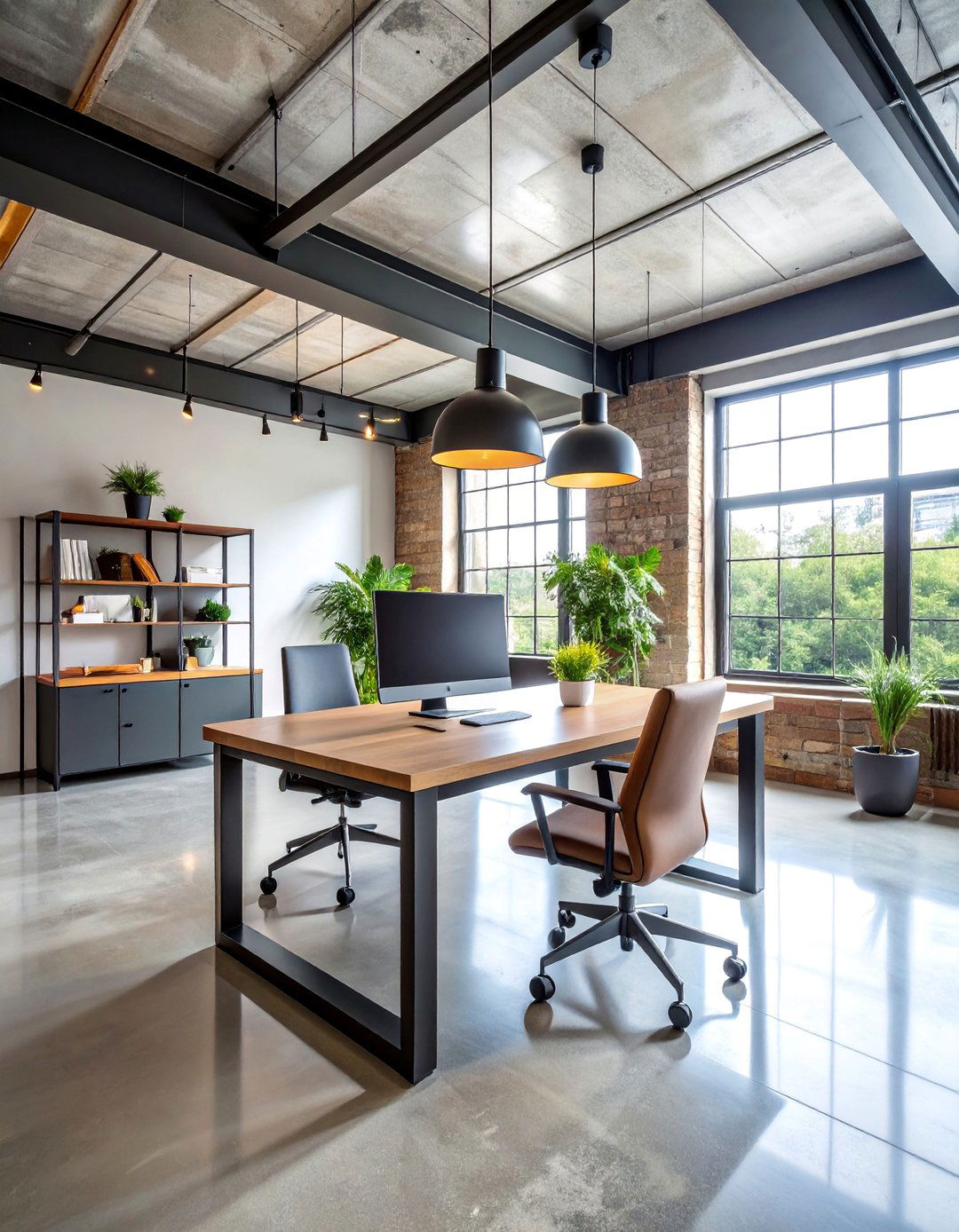 Urban Loft Home Office with Concrete and Steel - 25 Home Office Ideas for Him
