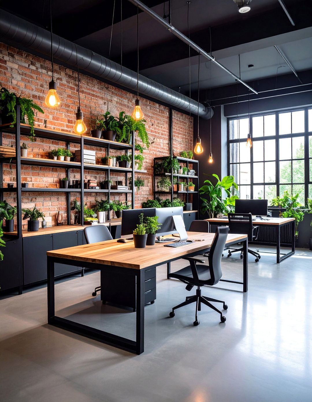Urban Loft Industrial Design with Metal Accents - 25 Home Office Background Ideas