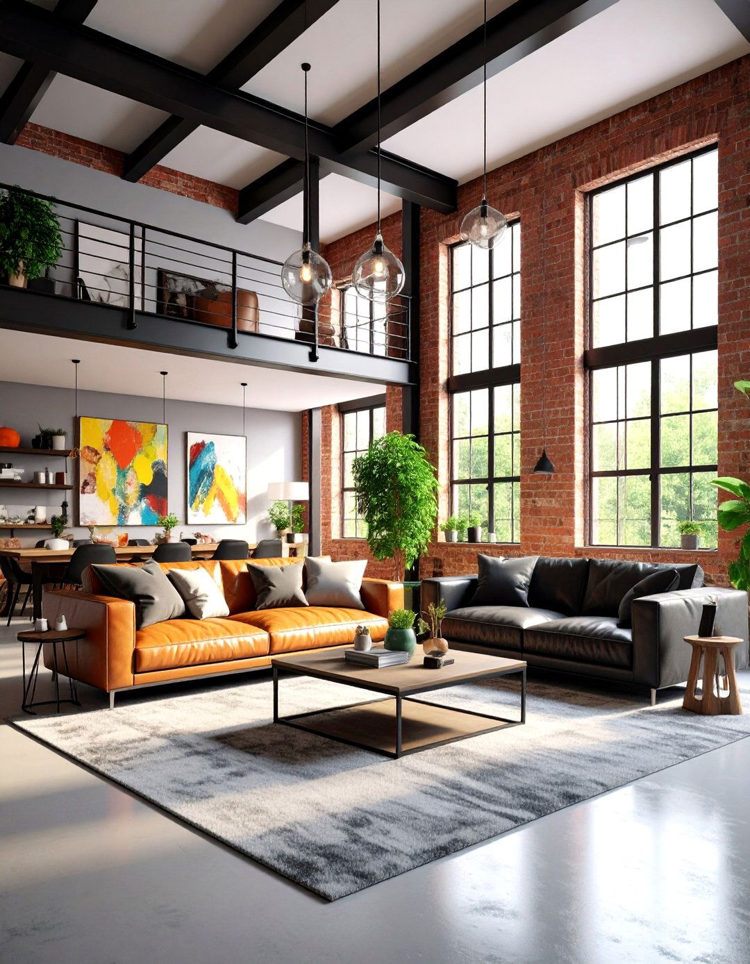 Urban Loft Living Room with Grey Walls and Black Trim - 25 Living Room With Grey Walls and Black Trim