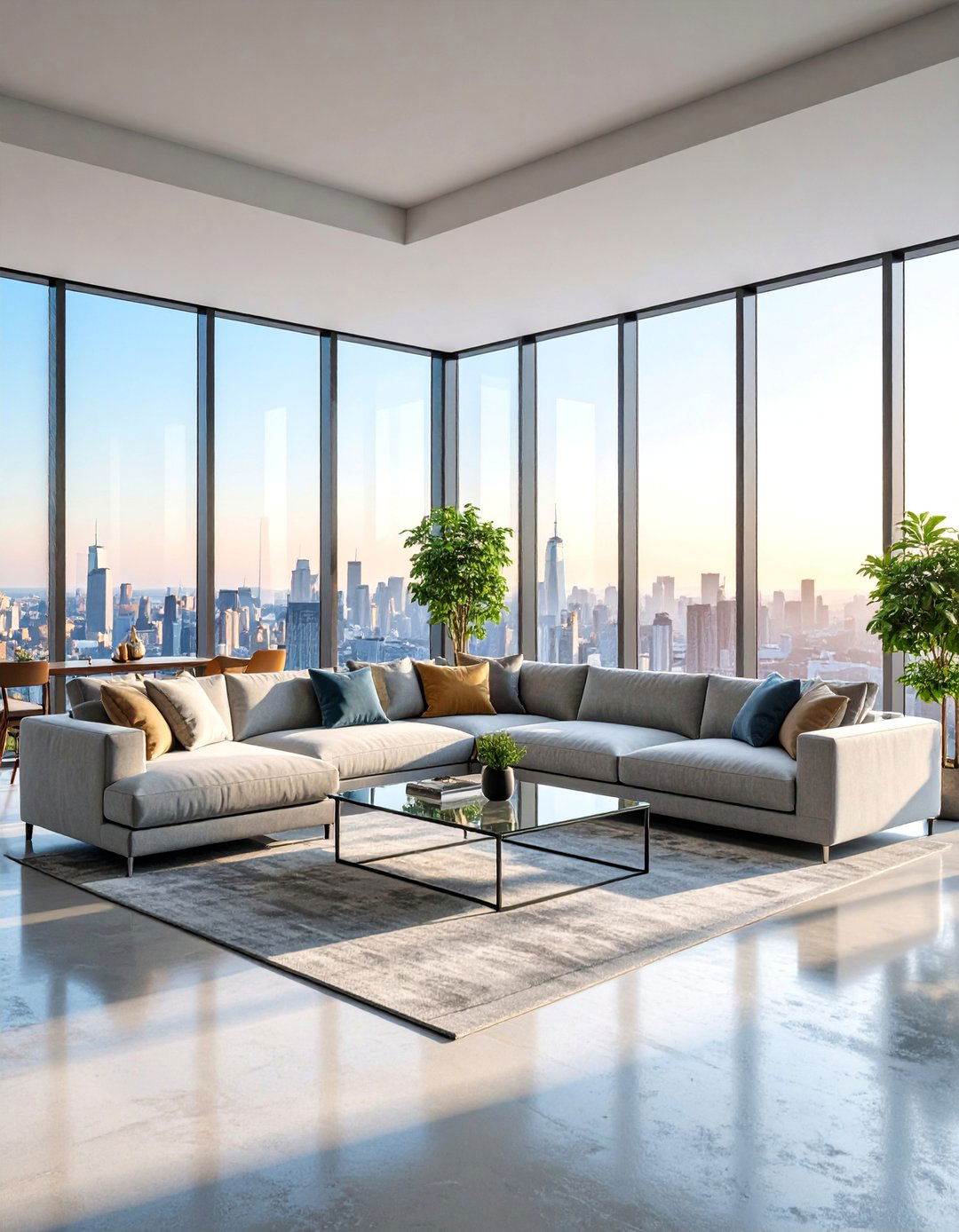 Urban Loft Living Room with Skyline Views - 25 Mens Living Room Ideas
