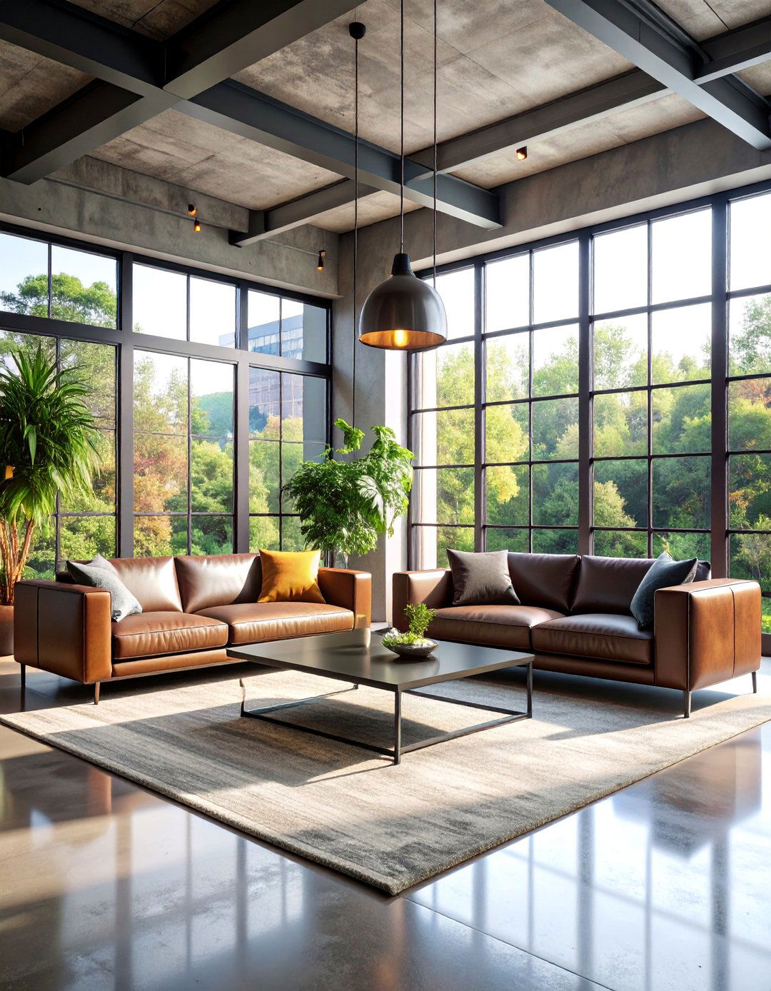 Urban Loft Living Room with Steel and Glass - 25 Mens Living Room Ideas