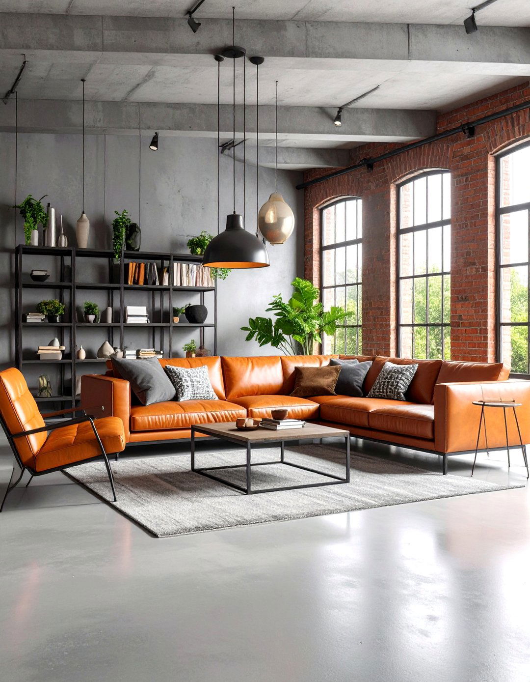 Urban Loft Orange Brick and Steel Grey Industrial Chic - 25 Orange and Grey Living Room Ideas