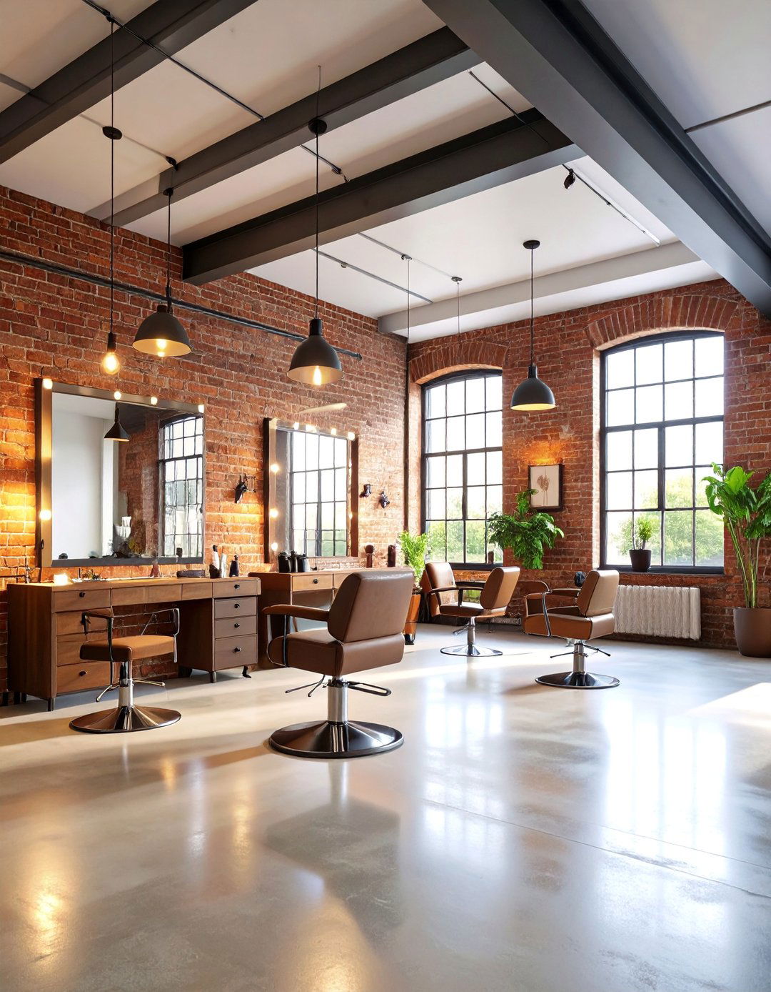 Urban Loft Salon with Brick Walls - 25 Small Salon Interior Design Ideas