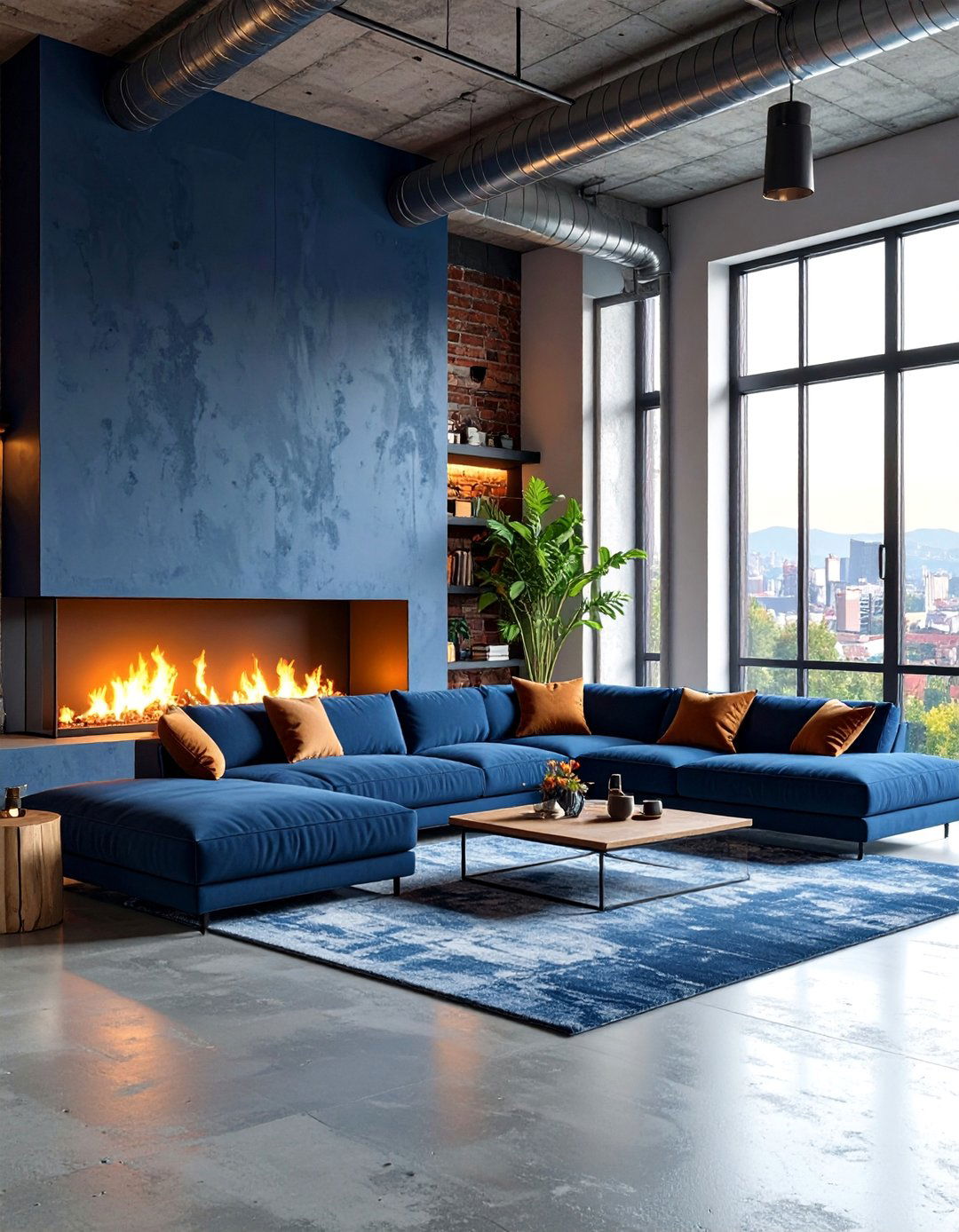 Urban Loft Sectional with Double Sided Fireplace - 25 Living Room Ideas With Sectionals and Fireplace