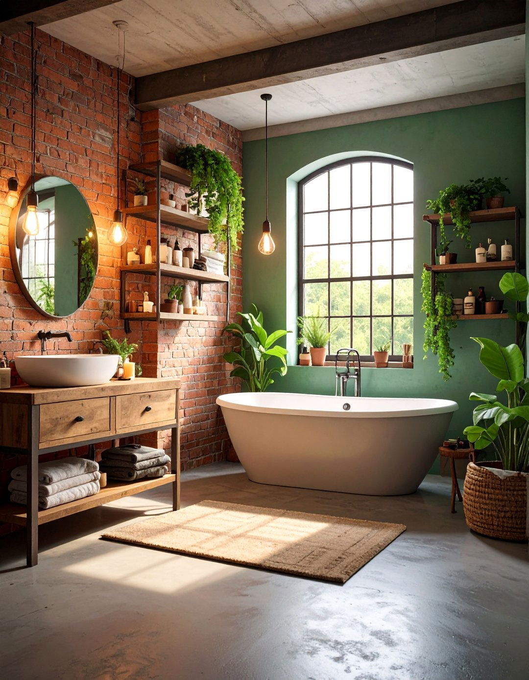 Urban Loft Teen Bathroom with Exposed Brick - 25 Teen Bathroom Ideas