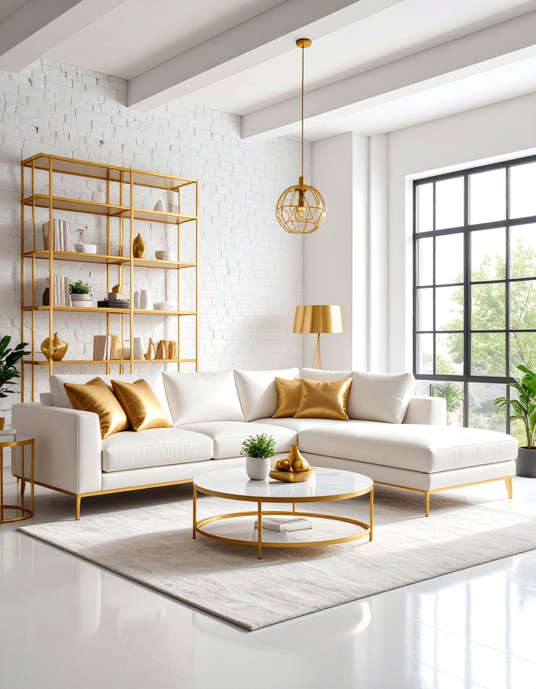 Urban Loft White and Gold Living Room - 25 White and Gold Living Room Ideas