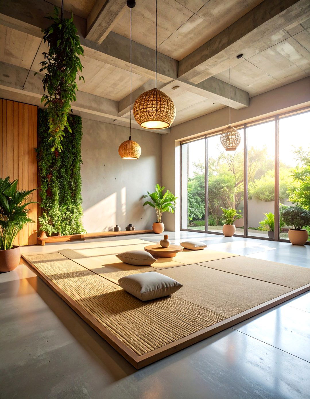 Urban Loft Zen Room with Concrete and Plants - 25 Zen Room Ideas