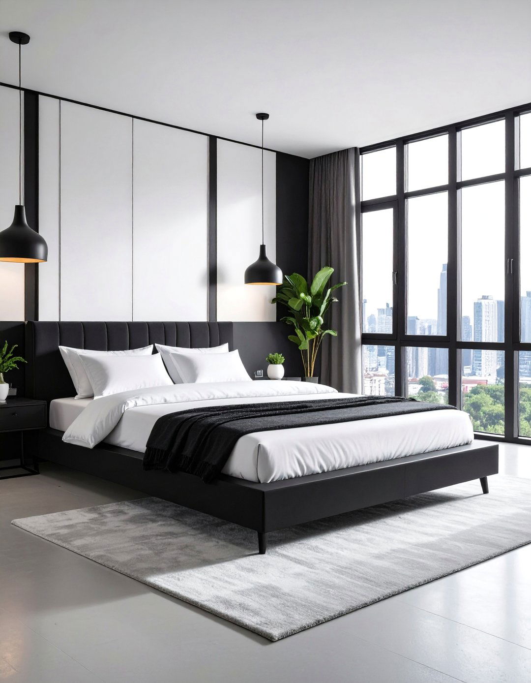 Urban Modern Black and White Bedroom - 25 Black and White Bedroom Ideas