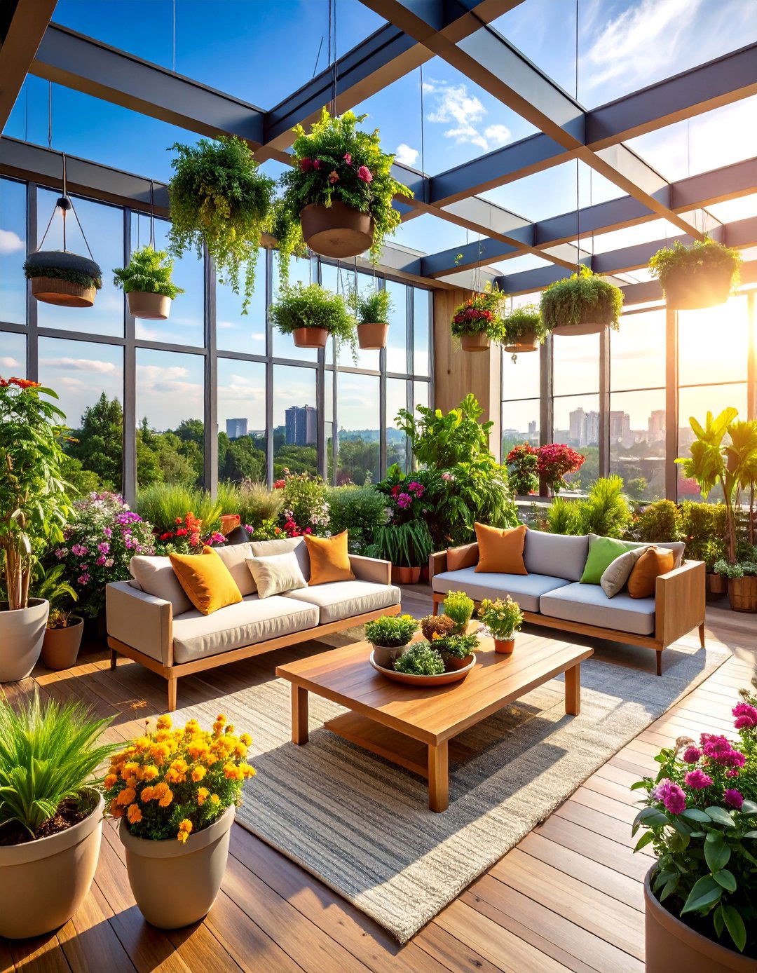 Urban Rooftop Bohemian Garden Room - 25 Colorful Boho Living Room Ideas