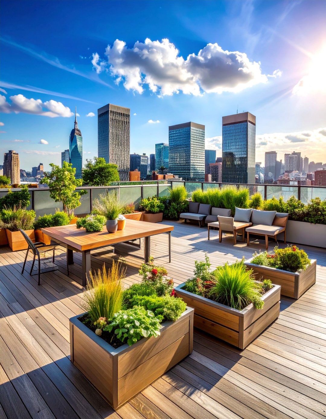 Urban Rooftop Courtyard with Wind Resistant Plants - 25 Courtyard Ideas