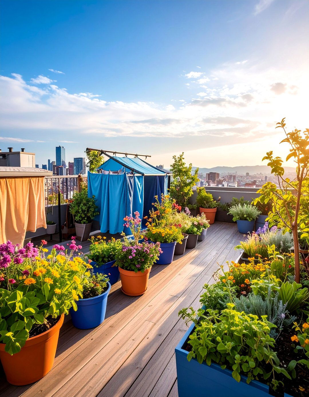 Urban Rooftop Laundry Garden - 25 Outdoor Laundry Area Design Ideas