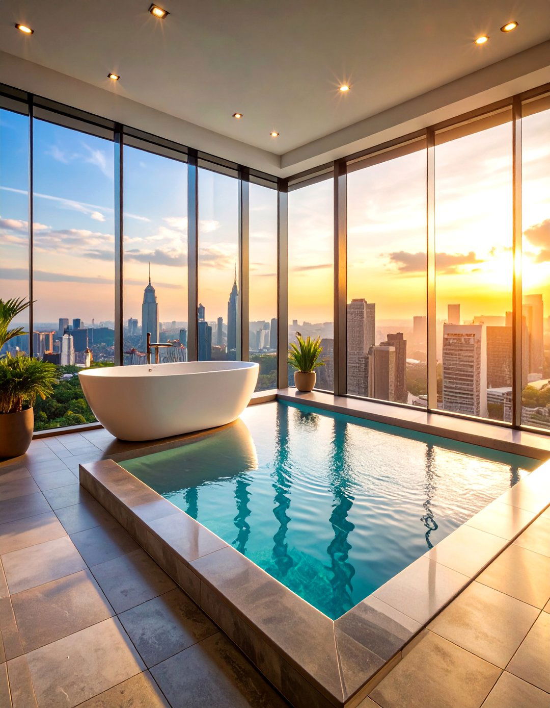 Urban Rooftop Pool Bathroom - 25 Pool Bathroom Ideas