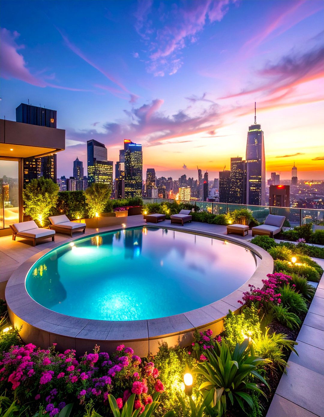 Urban Rooftop Spa with City Skyline Views - 25 Spa Decor Ideas