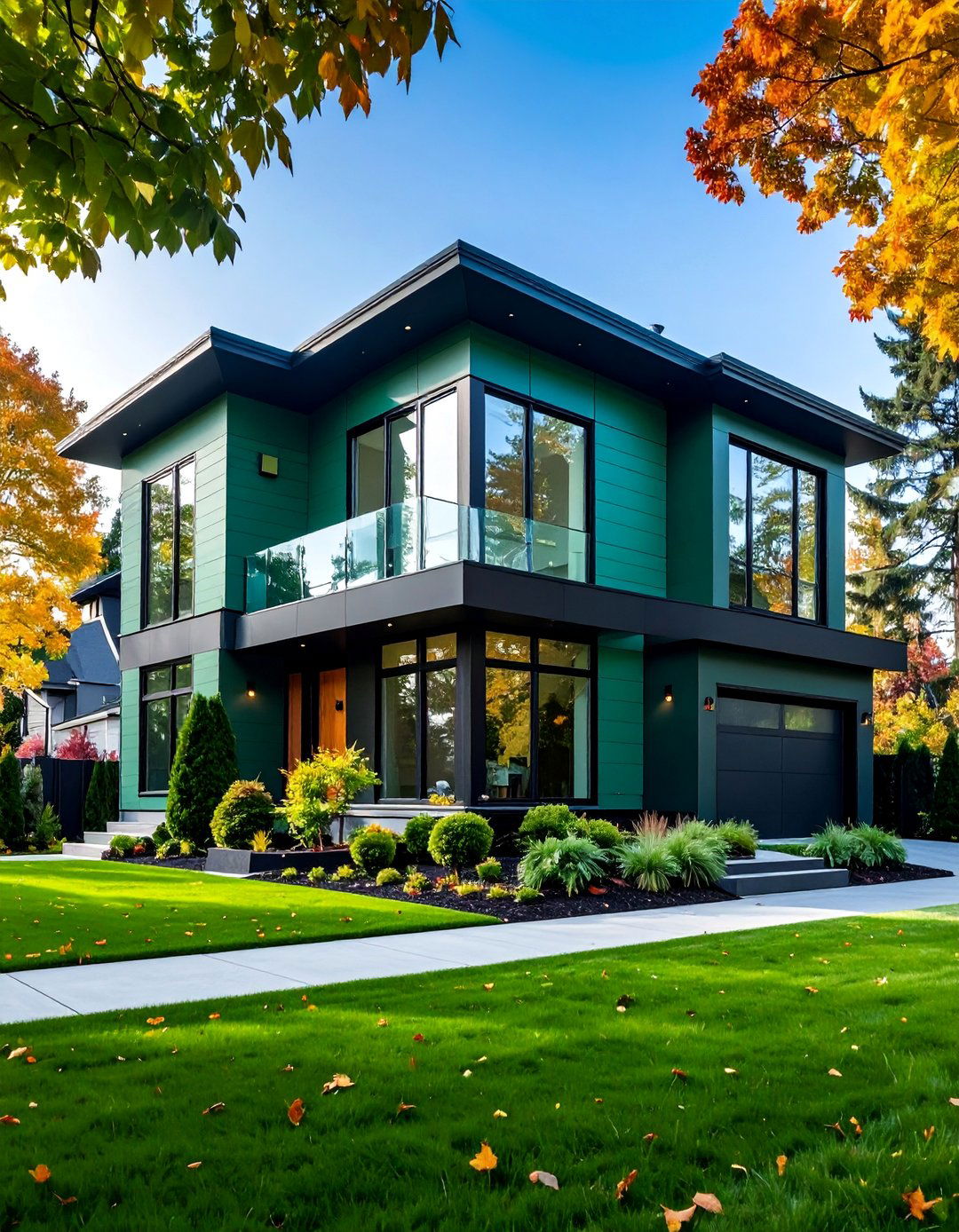 Urban Sage Green House with Glossy Black Trim - 25 Sage Green House With Black Trim Ideas